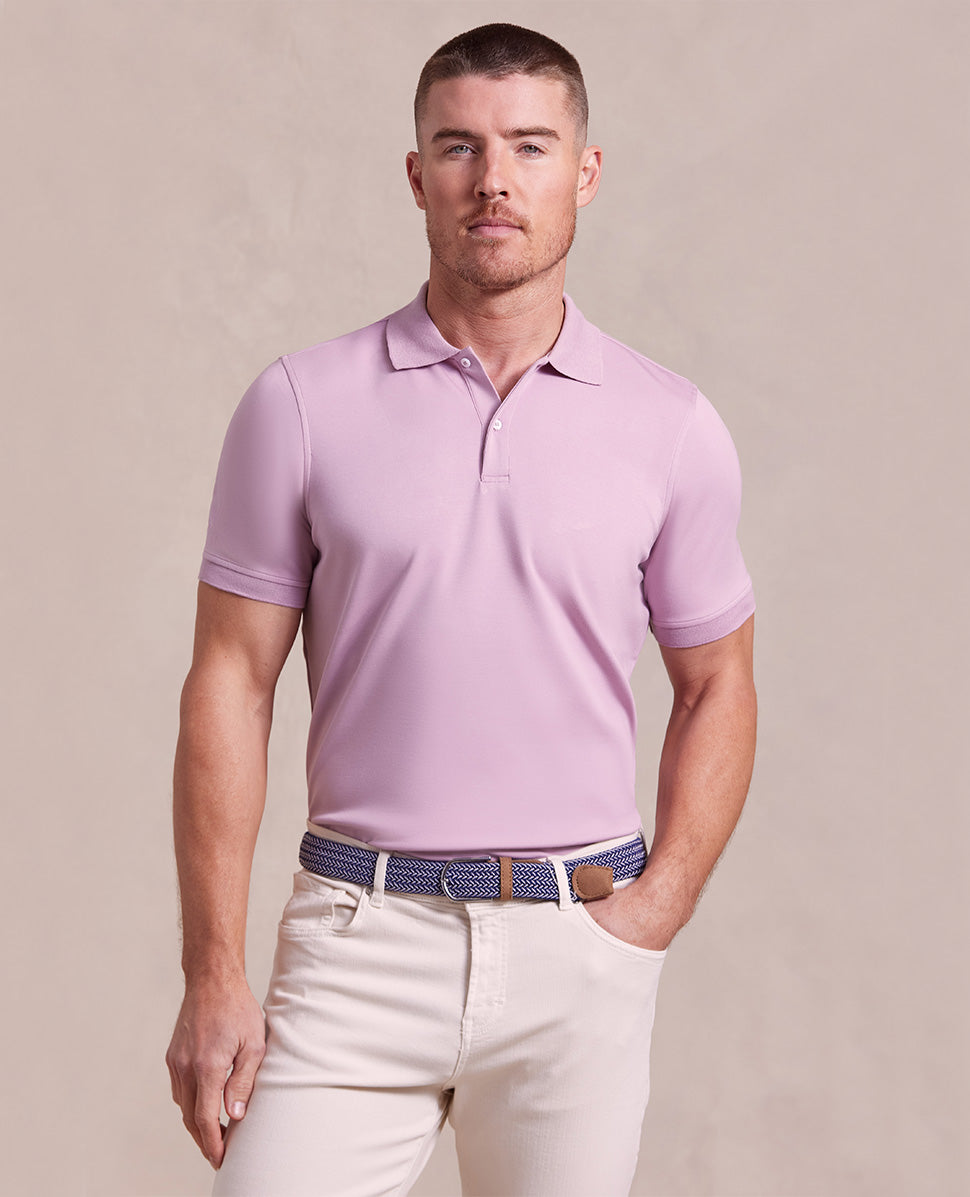 The Holden - Sand Washed Double Knit SS Polo - Lilac